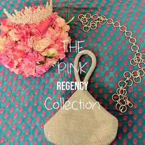 The Pink Regency Collection Floral Crown, Crystal Handbag & Gilded Chain Set